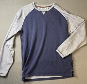 ROWN Raglan Long Sleeve Shirt Medium Navy Gray Crewneck